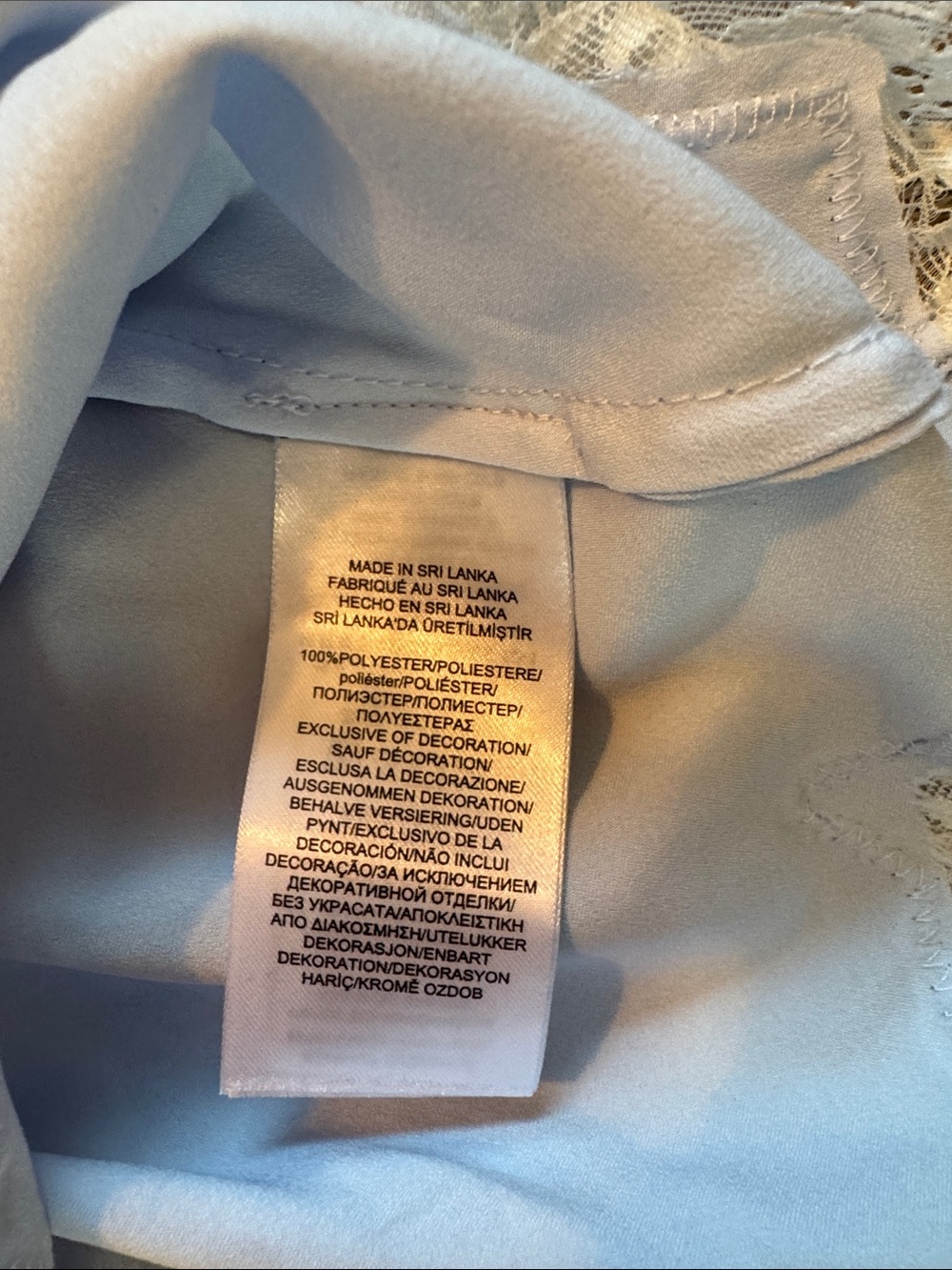Ralph Lauren light Blue Cream Lace-Trim Satin Cami with Double Straps Medium - Picture 6 of 7
